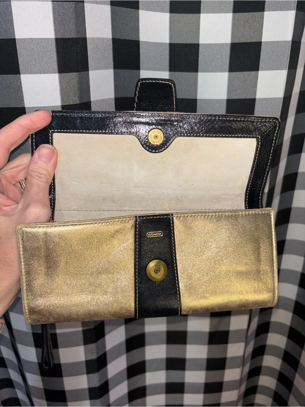Coach Soho Metallic Gold Leather Wallet/Wristlet Clutch Y2K 2003